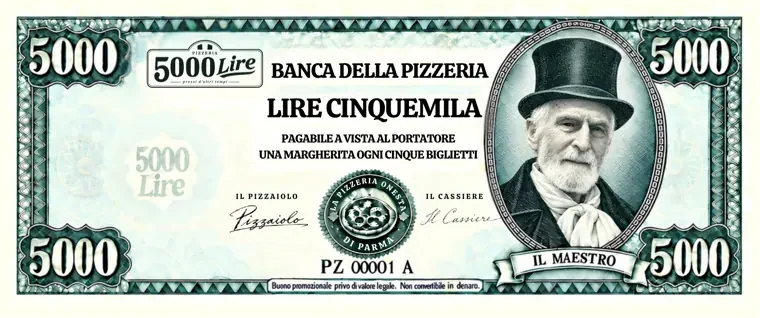 La banconota da 5000 Lire che si riceve al posto del coperto